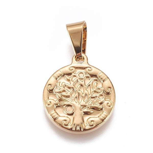 PandaHall 304 Stainless Steel Pendants, Flat Round with Tree of Life, Golden, 21x18x2.6mm, Hole: 7x4.7mm 304 Stainless Steel Flat Round
PandaHall 304 Stainless Steel Pendants, Flat Round with Tree of Life, Golden, 21x18x2.6mm, Hole: 7x4.7mm 304 Stainless Steel Flat Round