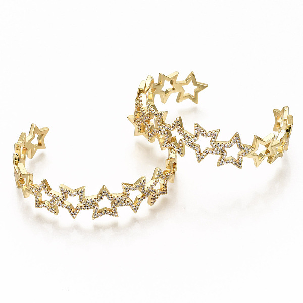 PandaHall Brass Micro Pave Clear Cubic Zirconia Cuff Bangles, Nickel Free, Star, Real 16K Gold Plated, Inner Diameter: 2-1/8x1-7/8 inch...
PandaHall Brass Micro Pave Clear Cubic Zirconia Cuff Bangles, Nickel Free, Star, Real 16K Gold Plated, Inner Diameter: 2-1/8x1-7/8 inch...
