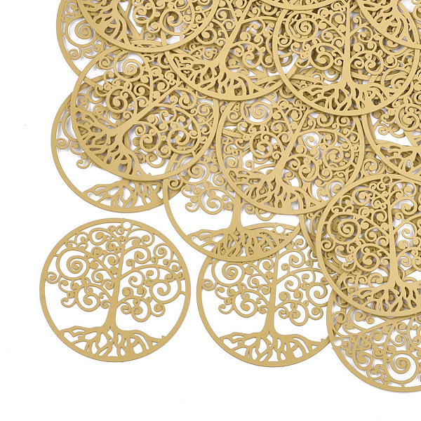 PandaHall 430 Stainless Steel Filigree Pendants, Spray Painted, Etched Metal Embellishments, Flat Round with Tree of Life, Goldenrod..., Gold
PandaHall 430 Stainless Steel Filigree Pendants, Spray Painted, Etched Metal Embellishments, Flat Round with Tree of Life, Goldenrod..., Gold