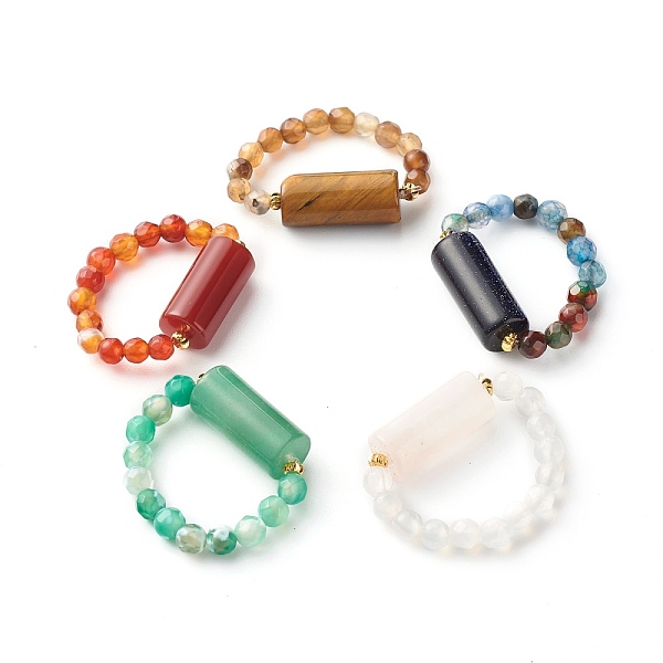 PandaHall Mixed Stone Beads Finger Ring for Girl Women, Column & Round Faceted Beads Ring, US Size 8 1/2(18.5mm) Mixed Stone Multicolor
PandaHall Mixed Stone Beads Finger Ring for Girl Women, Column & Round Faceted Beads Ring, US Size 8 1/2(18.5mm) Mixed Stone Multicolor