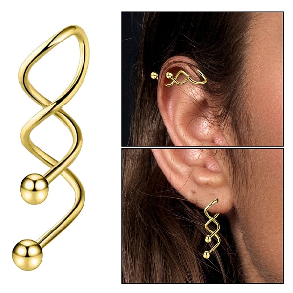 PandaHall 316 Stainless Steel Spiral Barbell, Twist Cartilage Earring for Women, Golden, 37~25x6.5mm, Pin: 14 Gauge(1.63mm), Bead: 5mm...
PandaHall 316 Stainless Steel Spiral Barbell, Twist Cartilage Earring for Women, Golden, 37~25x6.5mm, Pin: 14 Gauge(1.63mm), Bead: 5mm...