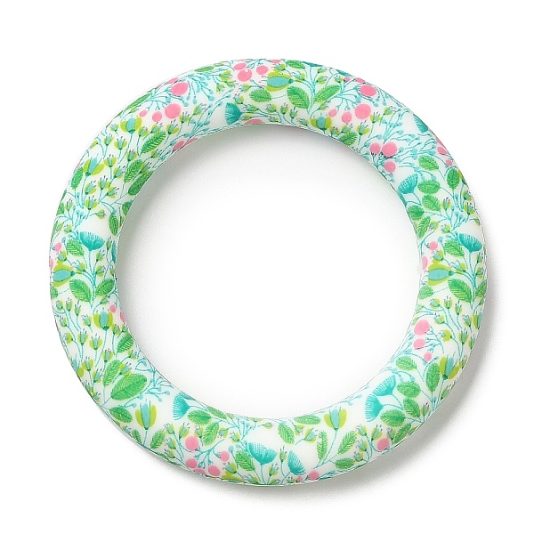 PandaHall Food Grade Eco-Friendly Silicone Pendants, Ring with Cherry and Leaf Pattern, Light Green, 65x10mm, Hole: 4mm Silicone Ring
PandaHall Food Grade Eco-Friendly Silicone Pendants, Ring with Cherry and Leaf Pattern, Light Green, 65x10mm, Hole: 4mm Silicone Ring