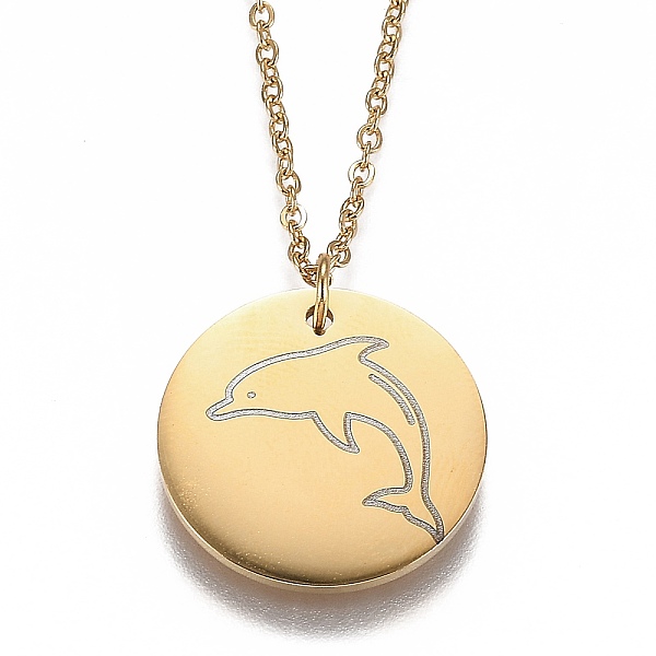 PandaHall Ion Plating(IP) 304 Stainless Steel Pendant Necklaces, with Lobster Claw Clasps, Flat Round with Dolphin, Real 18K Gold Plated...
PandaHall Ion Plating(IP) 304 Stainless Steel Pendant Necklaces, with Lobster Claw Clasps, Flat Round with Dolphin, Real 18K Gold Plated...