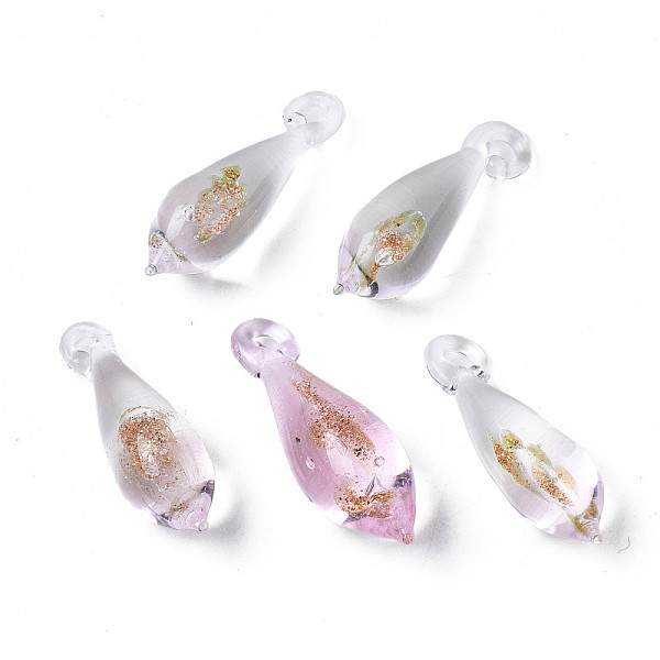 PandaHall Handmade Gold Sand Lampwork Pendants, Teardrop, Pink, 24~27x7.5mm, Hole: 1.2~2mm Lampwork Teardrop Pink
PandaHall Handmade Gold Sand Lampwork Pendants, Teardrop, Pink, 24~27x7.5mm, Hole: 1.2~2mm Lampwork Teardrop Pink