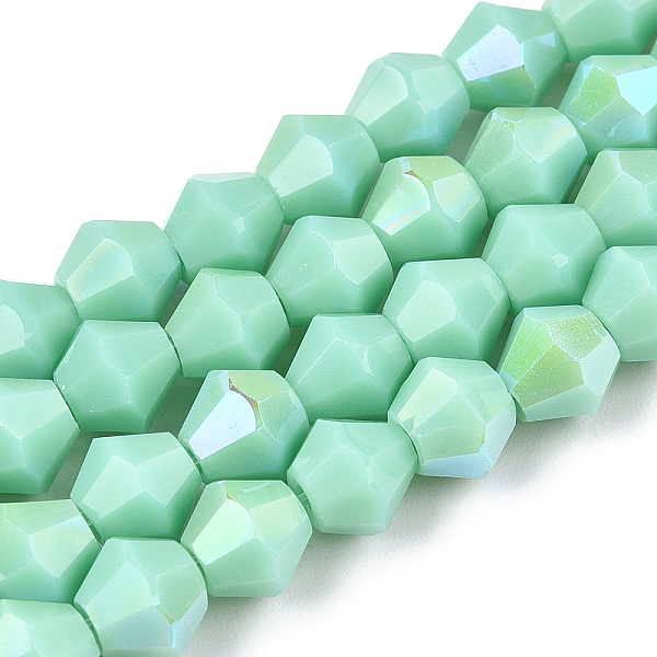 PandaHall Opaque Solid Color Electroplate Glass Beads Strands, AB Color Plated, Faceted, Bicone, Light Cyan, 6x5.5mm, Hole: 1.2mm, about...
PandaHall Opaque Solid Color Electroplate Glass Beads Strands, AB Color Plated, Faceted, Bicone, Light Cyan, 6x5.5mm, Hole: 1.2mm, about...