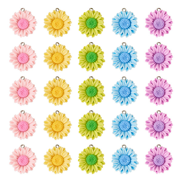 PandaHall 50Pcs 5 Colors Opaque Resin Pendants, Sunflower Charms with Platinum Tone Iron Loops, Mixed Color, 24~25x5mm, 10pcs/color..., Multicolor 
PandaHall 50Pcs 5 Colors Opaque Resin Pendants, Sunflower Charms with Platinum Tone Iron Loops, Mixed Color, 24~25x5mm, 10pcs/color..., Multicolor