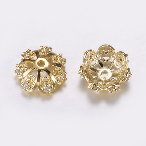 PandaHall Brass Micro Pave Cubic Zirconia Bead Cap, Cadmium Free & Lead Free, Multi-Petal, Golden, 12x4mm, Hole: 1mm Brass+Cubic Zirconia..., Clear
PandaHall Brass Micro Pave Cubic Zirconia Bead Cap, Cadmium Free & Lead Free, Multi-Petal, Golden, 12x4mm, Hole: 1mm Brass+Cubic Zirconia..., Clear