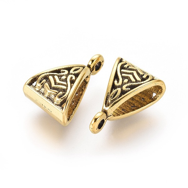 PandaHall Tibetan Style Alloy Tube Bails, Loop Bails, Bail Beads, Triangle, Antique Golden, Cadmium Free & Lead Free, 15.5x10x7mm, Hole...
PandaHall Tibetan Style Alloy Tube Bails, Loop Bails, Bail Beads, Triangle, Antique Golden, Cadmium Free & Lead Free, 15.5x10x7mm, Hole...