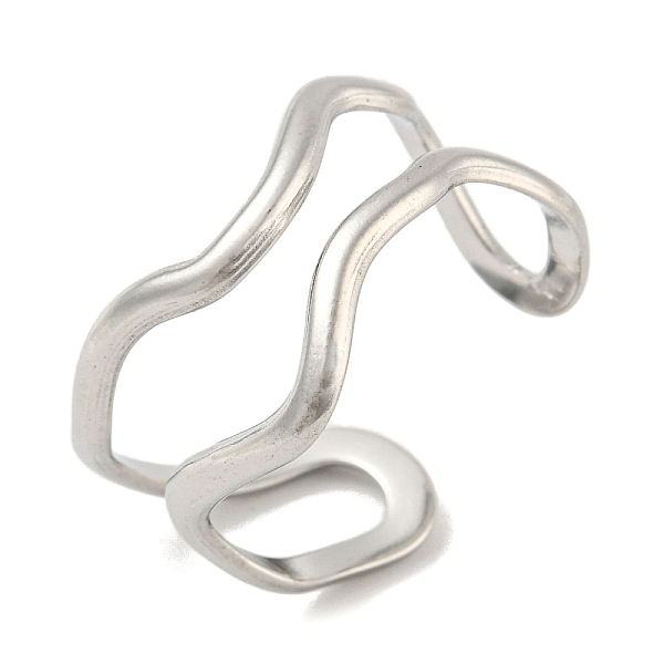 PandaHall 304 Stainless Steel Open Cuff Ring, Wave, Stainless Steel Color, US Size 7 1/4(17.5mm) 304 Stainless Steel
PandaHall 304 Stainless Steel Open Cuff Ring, Wave, Stainless Steel Color, US Size 7 1/4(17.5mm) 304 Stainless Steel