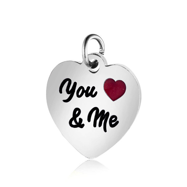PandaHall 304 Stainless Steel Enamel Charms, with Jump Rings, Polished, Heart with You & Me, Stainless Steel Color, 12.5x12x1mm, Hole: 2.5mm...
PandaHall 304 Stainless Steel Enamel Charms, with Jump Rings, Polished, Heart with You & Me, Stainless Steel Color, 12.5x12x1mm, Hole: 2.5mm...