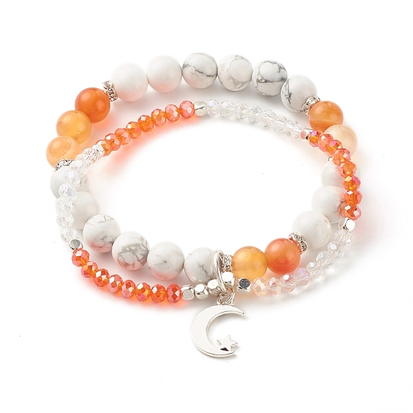 PandaHall Moon and Star Charm Multi-strand Bracelet, Natural Howlite & Carnelian Round Beads Bracelet, Sparkling Glass Beads Bracelet for..., Clear
PandaHall Moon and Star Charm Multi-strand Bracelet, Natural Howlite & Carnelian Round Beads Bracelet, Sparkling Glass Beads Bracelet for..., Clear
