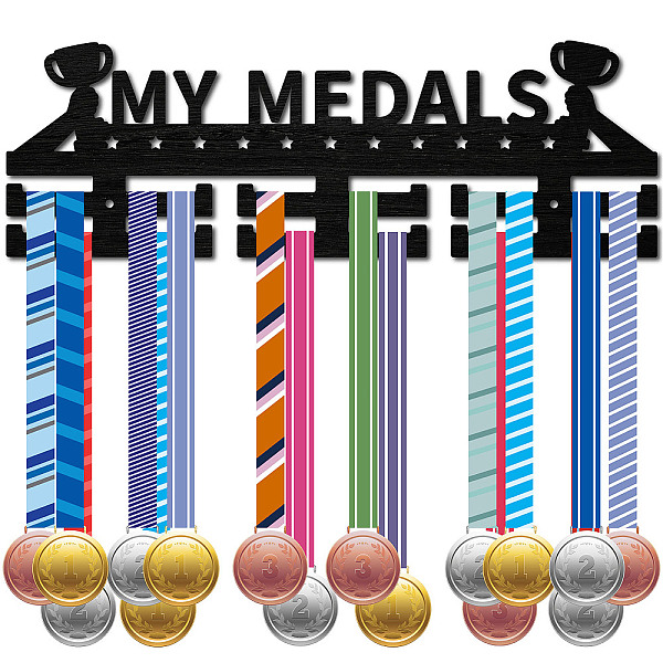 PandaHall Fashion Wood Medal Hanger Holder, 2 Line Display Wall Rack, with Screws & Anchor Plug, Black, Trophy, 133x400mm, Hole: 5mm Wood...
PandaHall Fashion Wood Medal Hanger Holder, 2 Line Display Wall Rack, with Screws & Anchor Plug, Black, Trophy, 133x400mm, Hole: 5mm Wood...