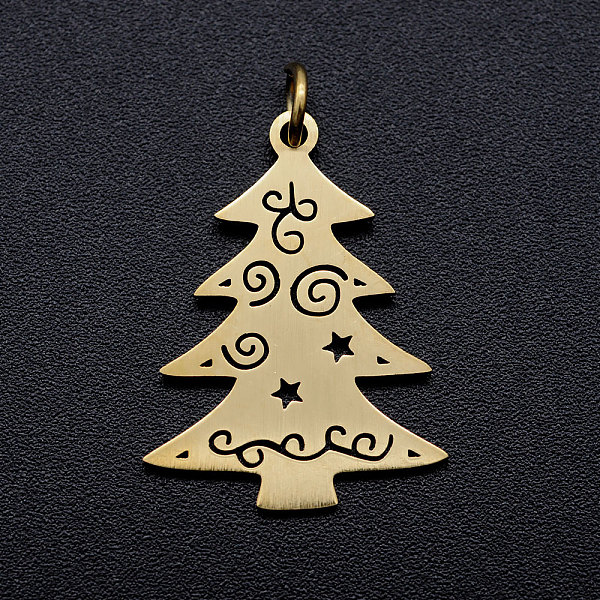 PandaHall 201 Stainless Steel Pendants, with Unsoldered Jump Rings, Christmas Tree, Golden, 23.5x17.5x1mm, Hole: 3mm, Jump Ring: 5x0.8mm 201...
PandaHall 201 Stainless Steel Pendants, with Unsoldered Jump Rings, Christmas Tree, Golden, 23.5x17.5x1mm, Hole: 3mm, Jump Ring: 5x0.8mm 201...