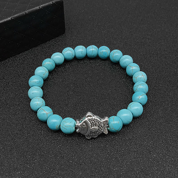 PandaHall Synthetic Turquoise Stretch Bracelets for Women Men, with Tibetan Style Animals Alloy Beads, Fish, No Size Synthetic Turquoise...
PandaHall Synthetic Turquoise Stretch Bracelets for Women Men, with Tibetan Style Animals Alloy Beads, Fish, No Size Synthetic Turquoise...