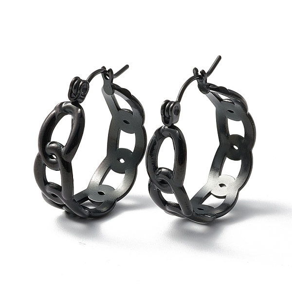 PandaHall 304 Stainless Steel Curb Chain Chunky Hoop Earrings for Women, Electrophoresis Black, 22x20.5x7mm, Pin: 0.7mm 304 Stainless Steel...
PandaHall 304 Stainless Steel Curb Chain Chunky Hoop Earrings for Women, Electrophoresis Black, 22x20.5x7mm, Pin: 0.7mm 304 Stainless Steel...