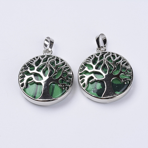 PandaHall Dyed Synthetic Malachite Pendants, with Platinum Plated Brass Findings, Flat Round with Tree of Life, 31x27x8mm, Hole: 3.5x7mm...
PandaHall Dyed Synthetic Malachite Pendants, with Platinum Plated Brass Findings, Flat Round with Tree of Life, 31x27x8mm, Hole: 3.5x7mm...