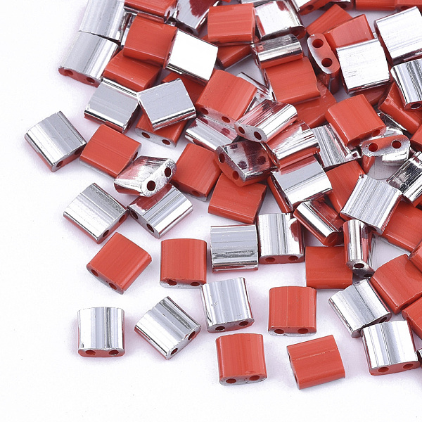 PandaHall 2-Hole Glass Seed Beads, Half Platinum Plated Colours, Square, Red, 5x4.5~5.5x2~2.5mm, Hole: 0.5~0.8mm, about 1180pcs/bag Glass...
PandaHall 2-Hole Glass Seed Beads, Half Platinum Plated Colours, Square, Red, 5x4.5~5.5x2~2.5mm, Hole: 0.5~0.8mm, about 1180pcs/bag Glass...