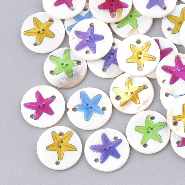 PandaHall Printed Freshwater Shell Links connectors, Flat Round with Starfish/Sea Stars, Mixed Color, 18x2~2.5mm, Hole: 1.6mm Shell Flat..., Multicolor
PandaHall Printed Freshwater Shell Links connectors, Flat Round with Starfish/Sea Stars, Mixed Color, 18x2~2.5mm, Hole: 1.6mm Shell Flat..., Multicolor