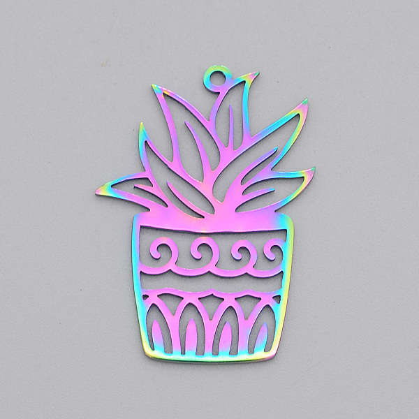 PandaHall Ion Plating(IP) 201 Stainless Steel Pendants, Laser Cut, Flower Pot, Rainbow Color, 31.5x23x1mm, Hole: 1.5mm 201 Stainless Steel...
PandaHall Ion Plating(IP) 201 Stainless Steel Pendants, Laser Cut, Flower Pot, Rainbow Color, 31.5x23x1mm, Hole: 1.5mm 201 Stainless Steel...