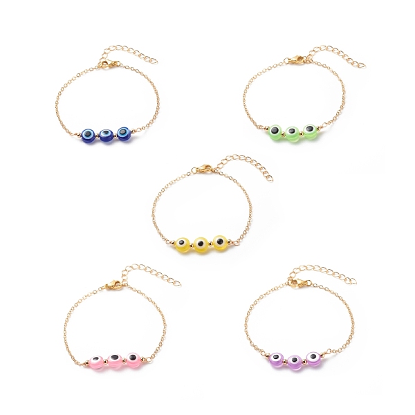 PandaHall Triple Evil Eye Resin Link Bracelet, Gold Plated Brass Jewelry for Women, Mixed Color, 7-1/4 inch(18.5cm) Brass Evil Eye..., Multicolor
PandaHall Triple Evil Eye Resin Link Bracelet, Gold Plated Brass Jewelry for Women, Mixed Color, 7-1/4 inch(18.5cm) Brass Evil Eye..., Multicolor
