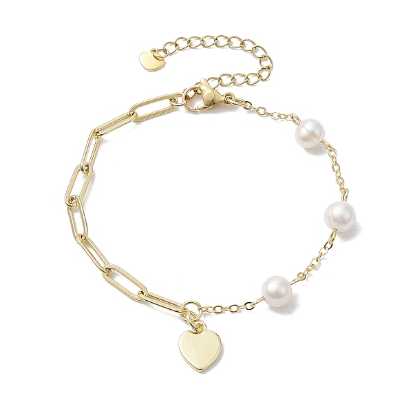 PandaHall Natural Cultured Freshwater Pearl Beads Paperclip Chains Heart Charm Bracelets with Lobster Claw Clasps for Women, Golden, 7-1/4...
PandaHall Natural Cultured Freshwater Pearl Beads Paperclip Chains Heart Charm Bracelets with Lobster Claw Clasps for Women, Golden, 7-1/4...