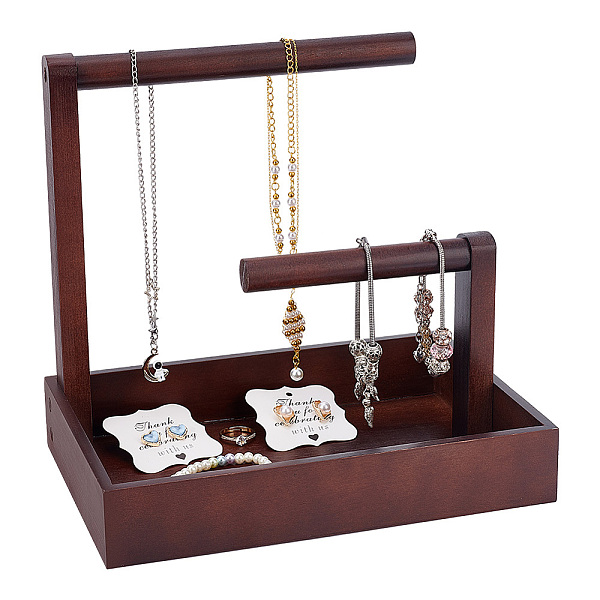 PandaHall Wooden Jewelry Organizer Display Stands, with Rings Earrings Tray, for Hanging Necklaces, Bracelets, keys, Rectangle, Coconut...
PandaHall Wooden Jewelry Organizer Display Stands, with Rings Earrings Tray, for Hanging Necklaces, Bracelets, keys, Rectangle, Coconut...