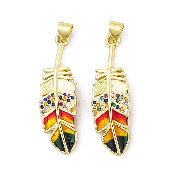 PandaHall Brass Micro Pave Cubic Zirconia Pendants, with Enamel, Real 18K Gold Plated, Feather Charms, Colorful, 36x11x2mm, Hole: 5x3.3mm...
PandaHall Brass Micro Pave Cubic Zirconia Pendants, with Enamel, Real 18K Gold Plated, Feather Charms, Colorful, 36x11x2mm, Hole: 5x3.3mm...