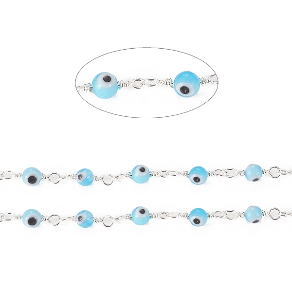PandaHall 3.28 Feet Handmade Evil Eye Lampwork Round Beaded Chains, with Brass Findings, Unwelded, Long-Lasting Plated, Silver, Light Sky...
PandaHall 3.28 Feet Handmade Evil Eye Lampwork Round Beaded Chains, with Brass Findings, Unwelded, Long-Lasting Plated, Silver, Light Sky...