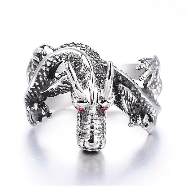 PandaHall 316 Surgical Stainless Steel Rings, with Rhinestone, Dragon, Antique Silver, 17~22mm Stainless Steel+Rhinestone
PandaHall 316 Surgical Stainless Steel Rings, with Rhinestone, Dragon, Antique Silver, 17~22mm Stainless Steel+Rhinestone