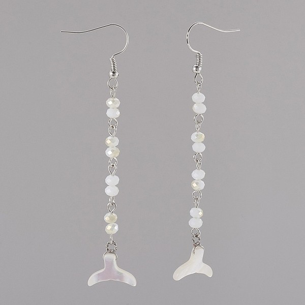 PandaHall Glass Dangle Earrings, with Sea Shell and Brass Earring Hooks, Fishtail Shape, WhiteSmoke, 80~82mm, Pin: 0.7mm Glass White
PandaHall Glass Dangle Earrings, with Sea Shell and Brass Earring Hooks, Fishtail Shape, WhiteSmoke, 80~82mm, Pin: 0.7mm Glass White