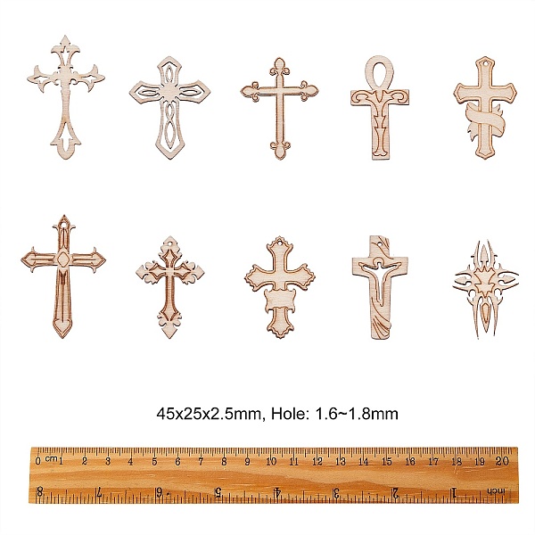 PandaHall 50Pcs Wood Pendants, Religion, Laser Cut Cross, Blanched Almond, 45x25x2.5mm, Hole: 1.6~1.8mm Wood Cross
PandaHall 50Pcs Wood Pendants, Religion, Laser Cut Cross, Blanched Almond, 45x25x2.5mm, Hole: 1.6~1.8mm Wood Cross