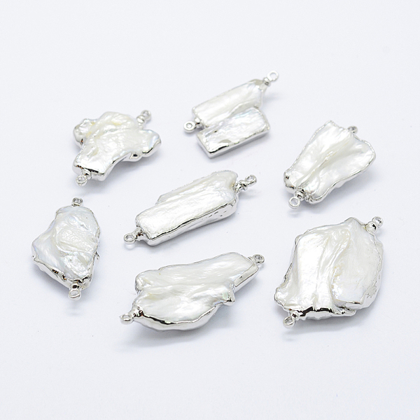 PandaHall Pearl Links connectors, with Platinum Tone Brass Findings, Nuggets, White, 30~43x13~25x5~8mm, Hole: 1mm Pearl Nuggets White
PandaHall Pearl Links connectors, with Platinum Tone Brass Findings, Nuggets, White, 30~43x13~25x5~8mm, Hole: 1mm Pearl Nuggets White