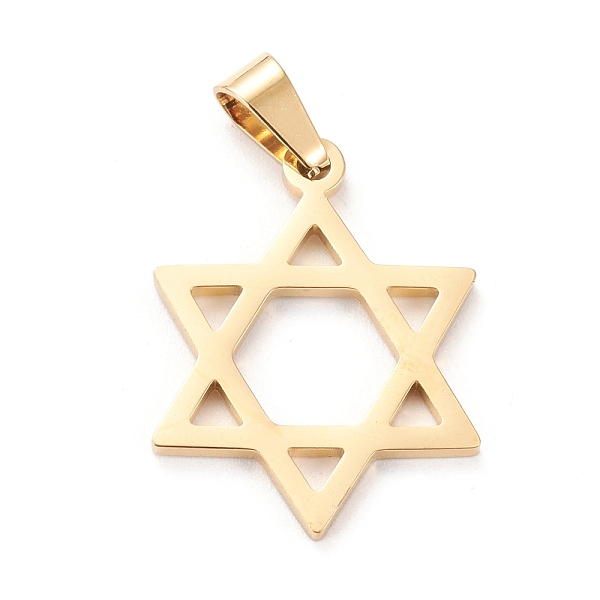 PandaHall 304 Stainless Steel Pendants, Laser Cut, Star of David, Golden, 25x19x1.5mm, Hole: 3x6mm 304 Stainless Steel Star
PandaHall 304 Stainless Steel Pendants, Laser Cut, Star of David, Golden, 25x19x1.5mm, Hole: 3x6mm 304 Stainless Steel Star