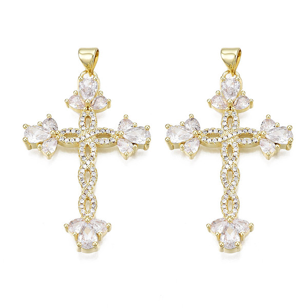 PandaHall Brass Micro Pave Cubic Zirconia Pendants, with Brass Snap on Bails, Real 18K Gold Plated, Nickel Free, Cross, Clear, 42x27.5x5mm...
PandaHall Brass Micro Pave Cubic Zirconia Pendants, with Brass Snap on Bails, Real 18K Gold Plated, Nickel Free, Cross, Clear, 42x27.5x5mm...