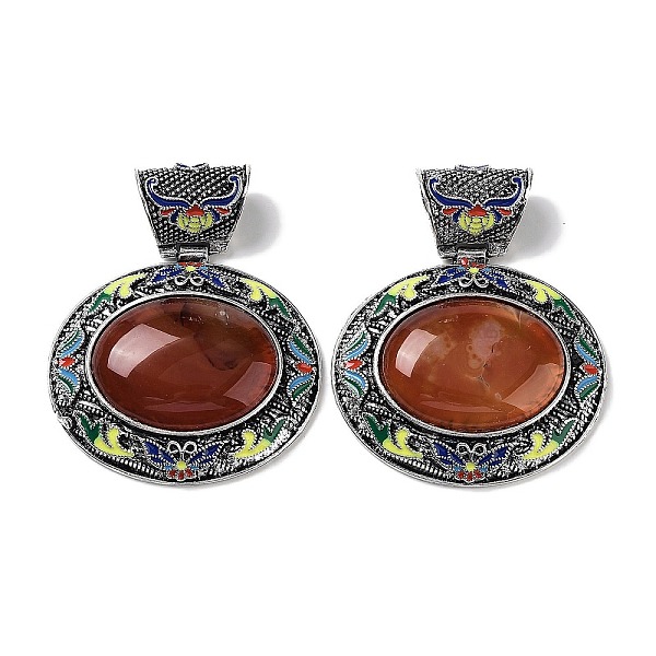 PandaHall Natural Red Agate Pendants, with Antique Silver Tone Alloy Findings and Enamel, Oval, 54x59.5x15mm, Hole: 13x11mm Red Agate Oval
PandaHall Natural Red Agate Pendants, with Antique Silver Tone Alloy Findings and Enamel, Oval, 54x59.5x15mm, Hole: 13x11mm Red Agate Oval