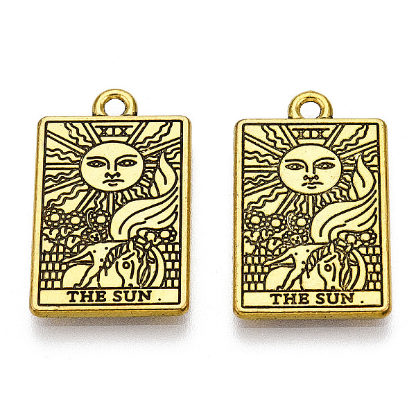 PandaHall Rack Plating Alloy Pendants, Cadmium Free & Nickel Free & Lead Free, Tarot Charms, Antique Golden, The Sun XIX, 23.5x14.5x1.5mm...
PandaHall Rack Plating Alloy Pendants, Cadmium Free & Nickel Free & Lead Free, Tarot Charms, Antique Golden, The Sun XIX, 23.5x14.5x1.5mm...
