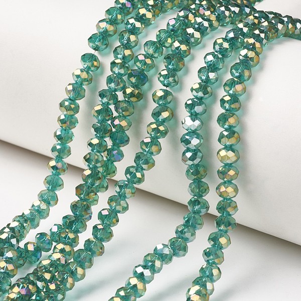 PandaHall Electroplate Transparent Glass Beads Strands, Full Rainbow Plated, Faceted, Rondelle, Teal, 6x5mm, Hole: 1mm, about..., Cyan
PandaHall Electroplate Transparent Glass Beads Strands, Full Rainbow Plated, Faceted, Rondelle, Teal, 6x5mm, Hole: 1mm, about..., Cyan