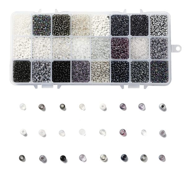 PandaHall 600G 24 Colors Glass Seed Beads, Round, Mixed Color, 8/0, 3~4x2~3mm, Hole: 0.8~1mm, 25g/color Glass Multicolor
PandaHall 600G 24 Colors Glass Seed Beads, Round, Mixed Color, 8/0, 3~4x2~3mm, Hole: 0.8~1mm, 25g/color Glass Multicolor