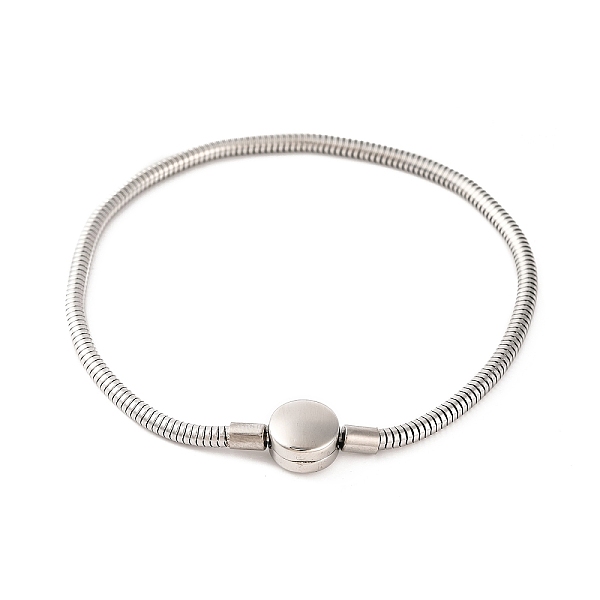 PandaHall 304 Stainless Steel Round Snake Chain Bracelets with Clasps, Stainless Steel Color, Flat Round, 9-1/2 inch(24.1cm), Clasp: 9x8mm...
PandaHall 304 Stainless Steel Round Snake Chain Bracelets with Clasps, Stainless Steel Color, Flat Round, 9-1/2 inch(24.1cm), Clasp: 9x8mm...