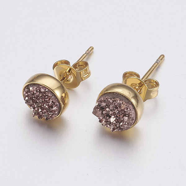 PandaHall Druzy Resin Stud Earrings, with Brass Findings, Flat Round, Golden, Camel, 7x3mm, Pin: 0.7mm Resin Brown
PandaHall Druzy Resin Stud Earrings, with Brass Findings, Flat Round, Golden, Camel, 7x3mm, Pin: 0.7mm Resin Brown