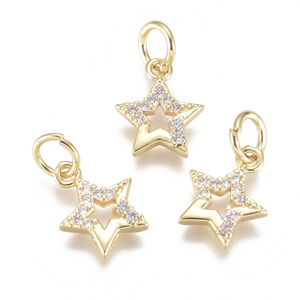 PandaHall Brass Micro Pave Cubic Zirconia Charms, with Jump Ring, Long-Lasting Plated, Star, Clear, Real 18K Gold Plated, 11x8x2mm, Hole...
PandaHall Brass Micro Pave Cubic Zirconia Charms, with Jump Ring, Long-Lasting Plated, Star, Clear, Real 18K Gold Plated, 11x8x2mm, Hole...