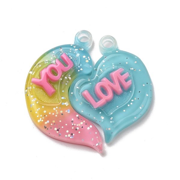 PandaHall Gradient Color Translucent Resin Pendants, with Glitter Powder, Couple Heart Charm with Word LOVE YOU, Hot Pink, 39x38.5x5.5mm...
PandaHall Gradient Color Translucent Resin Pendants, with Glitter Powder, Couple Heart Charm with Word LOVE YOU, Hot Pink, 39x38.5x5.5mm...