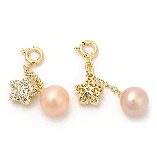 PandaHall Brass Micro Pave Cubic Zirconia Star Pendant Decorations, with Pearl Charm and Brass Spring Ring Clasps, Real 14K Gold Plated...
PandaHall Brass Micro Pave Cubic Zirconia Star Pendant Decorations, with Pearl Charm and Brass Spring Ring Clasps, Real 14K Gold Plated...