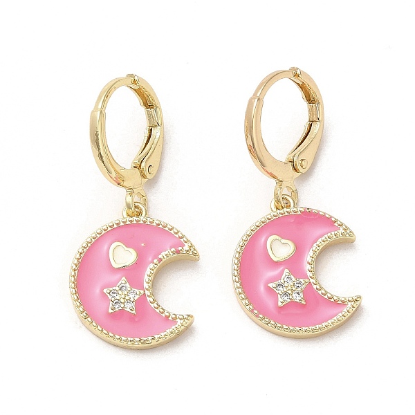 PandaHall Moon & Star Real 18K Gold Plated Brass Dangle Leverback Earrings, with Enamel and Cubic Zirconia, Pearl Pink, 28x13mm Cubic...
PandaHall Moon & Star Real 18K Gold Plated Brass Dangle Leverback Earrings, with Enamel and Cubic Zirconia, Pearl Pink, 28x13mm Cubic...