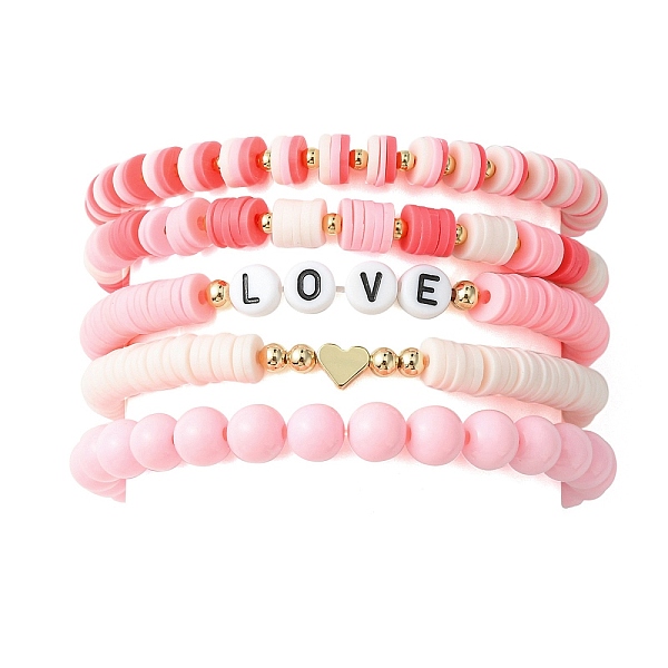 PandaHall 5Pcs 5 Style Word Love Acrylic & Brass Heart & Polymer Clay Disc Beaded Stretch Bracelets Set for Valentine's Day, Pink, Inner...
PandaHall 5Pcs 5 Style Word Love Acrylic & Brass Heart & Polymer Clay Disc Beaded Stretch Bracelets Set for Valentine's Day, Pink, Inner...