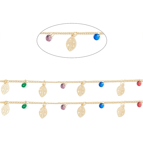 PandaHall Handmade Cubic Zirconia Cone & Brass Leaf Charms Chain, with Curb Chains, Real 18K Gold Plated, Lead Free & Cadmium Free, Soldered...
PandaHall Handmade Cubic Zirconia Cone & Brass Leaf Charms Chain, with Curb Chains, Real 18K Gold Plated, Lead Free & Cadmium Free, Soldered...