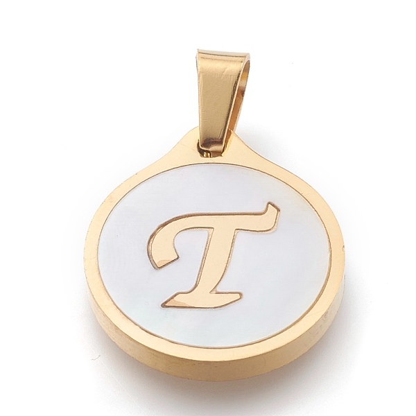 PandaHall 304 Stainless Steel Pendants, with Shell, Flat Round with Alphabet, Golden, Letter.T, 20.5x18x2.5mm, Hole: 7x4mm Stainless...
PandaHall 304 Stainless Steel Pendants, with Shell, Flat Round with Alphabet, Golden, Letter.T, 20.5x18x2.5mm, Hole: 7x4mm Stainless...