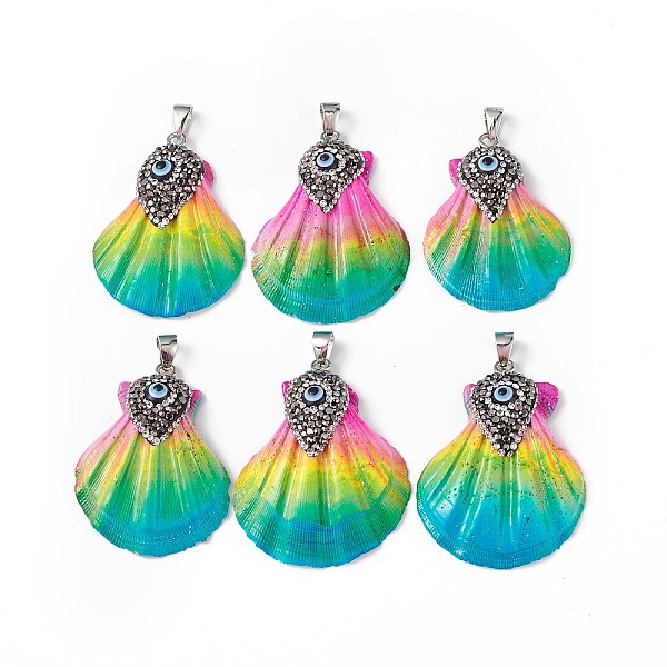 PandaHall Spray Painted Natural Freshwater Shell with Rhinestone Pendants, Rainbow Color Shell Charms with Evil Eye, with Platinum Plated...
PandaHall Spray Painted Natural Freshwater Shell with Rhinestone Pendants, Rainbow Color Shell Charms with Evil Eye, with Platinum Plated...