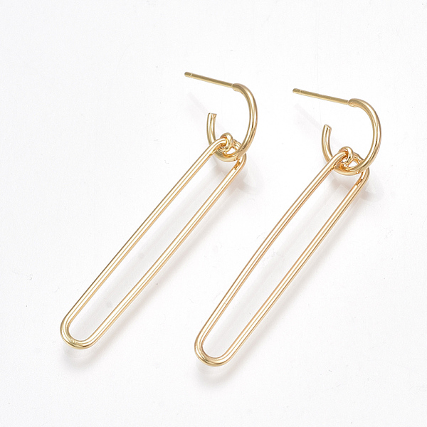 PandaHall Brass Stud Earrings, Oval, Nickel Free, Real 18K Gold Plated, 49x6.5mm, Pin: 0.7mm Brass
PandaHall Brass Stud Earrings, Oval, Nickel Free, Real 18K Gold Plated, 49x6.5mm, Pin: 0.7mm Brass