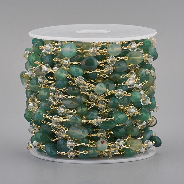 PandaHall Handmade Natural Green Agate Beaded Chains, with Rondelle Glass Beads and Brass Cable Chains, Long-Lasting Plated, Unwelded, with..., Clear
PandaHall Handmade Natural Green Agate Beaded Chains, with Rondelle Glass Beads and Brass Cable Chains, Long-Lasting Plated, Unwelded, with..., Clear